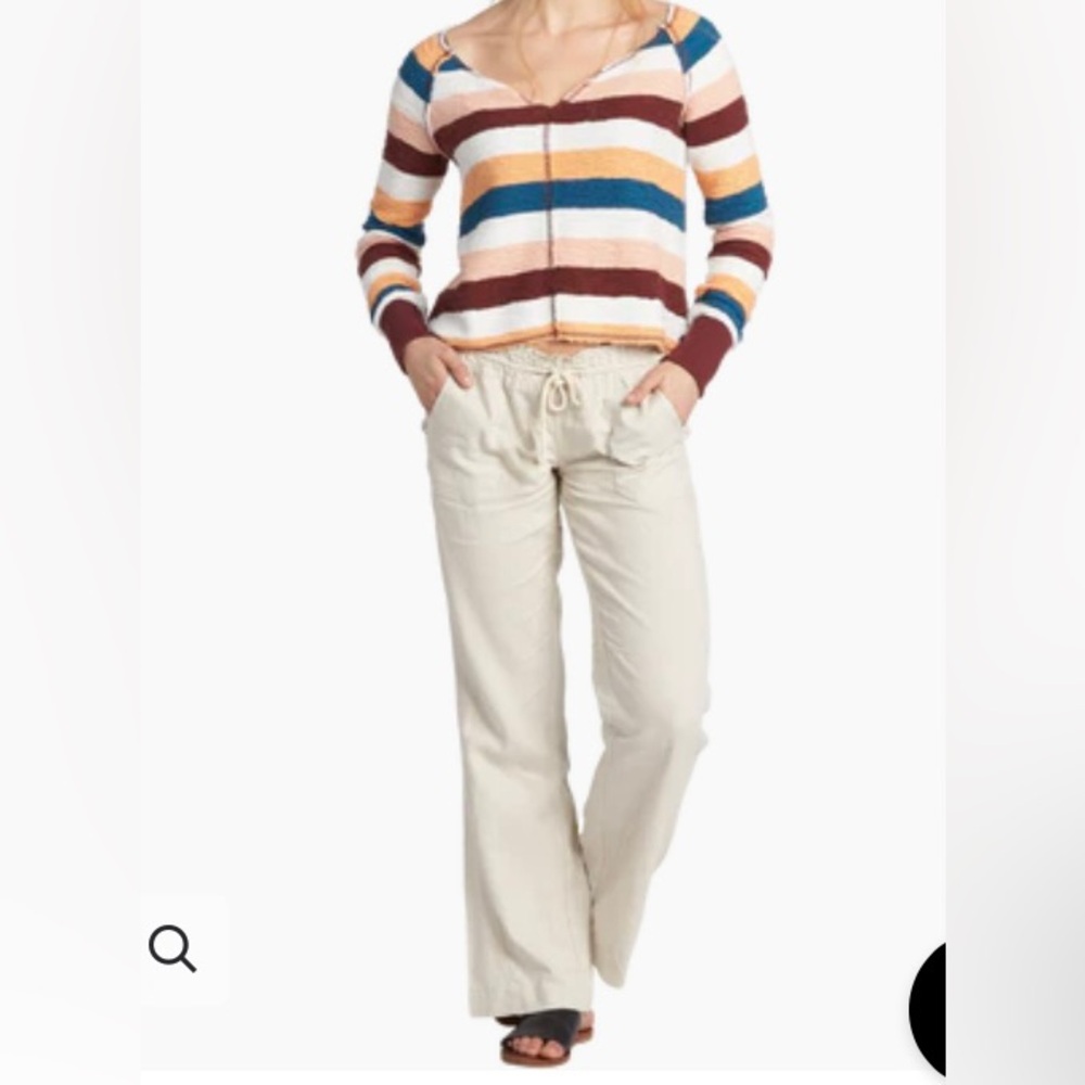 Roxy Oceanside beige linen pant XS